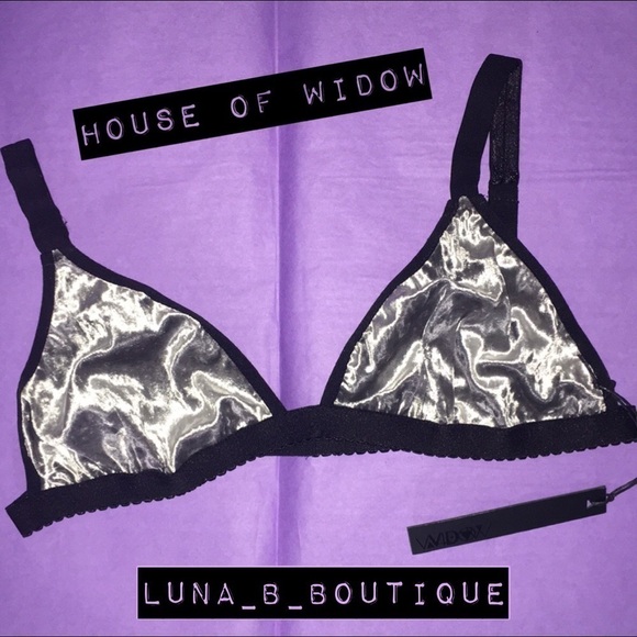🖤🆕House of Widow Unlined Silver Velvet Bra🖤 - Picture 3 of 14